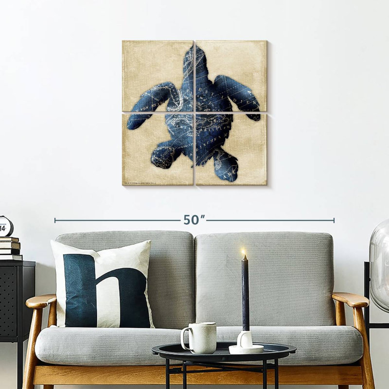 Tortue carte Brampt indigo, H 26 po x l 26 po
