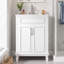 Meuble-lavabo moderne blanc 24 po avec lavabo encastré en céramique, portes à fermeture douce et structure en bois massif-1154498642