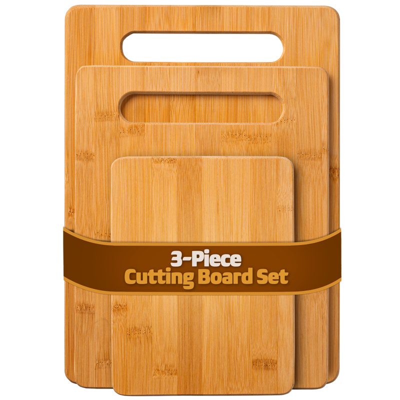 Ensemble de planches à découper en bois de bambou Bambüsi - Planche à découper avec rainure pour la viande, le fromage et les légumes