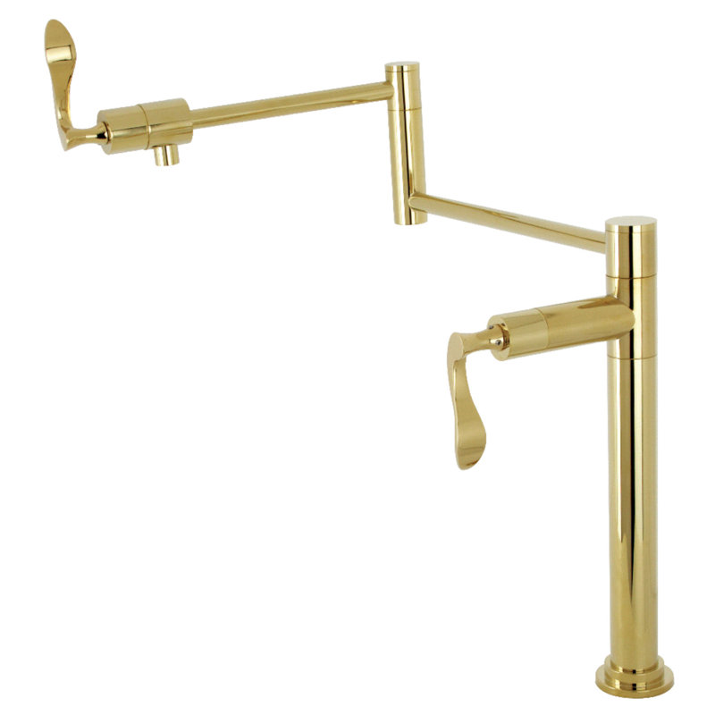 Kingston Brass Century Two-Handle 1-Hole Deck Mount Pot Filler Faucet, Polished Brass