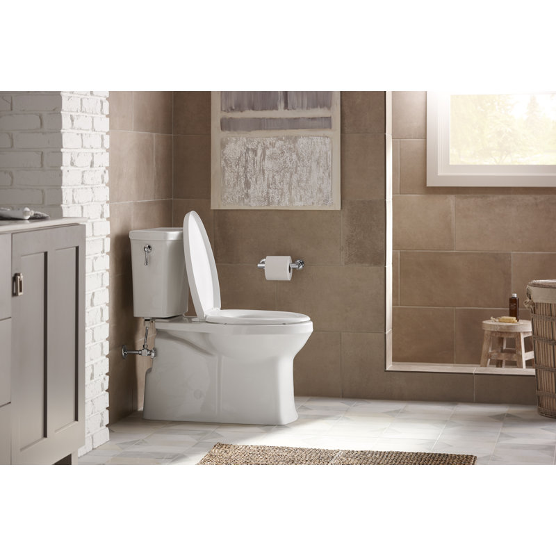 Corbelle™ 1.28 GPF Water Efficient Elongated Two-Piece toilet (Seat Not Included), White, Left-Hand