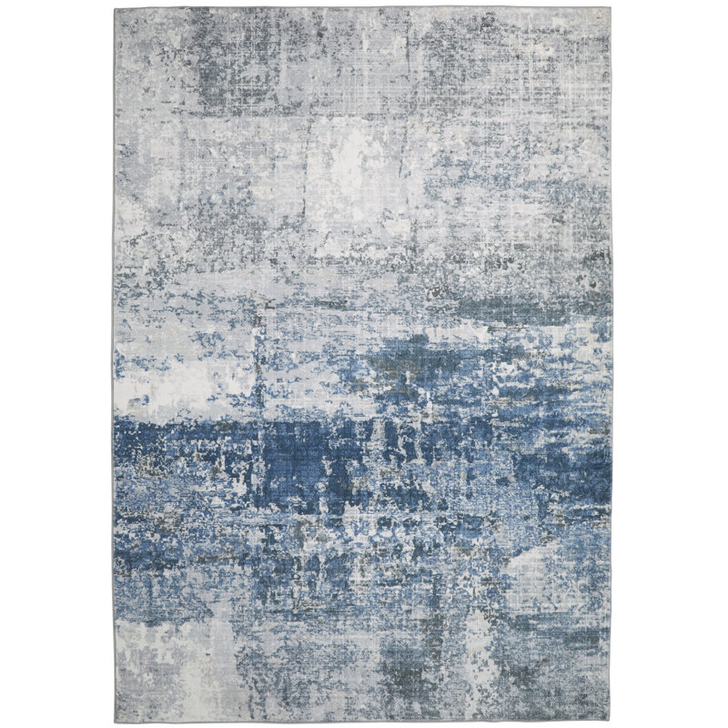 Lux Abstract Ultra soft Stain Guarded Blue/Grey Area Rug, Rectangle 120 x 180cm