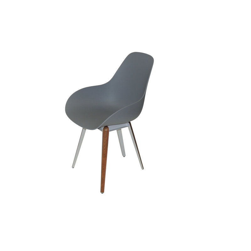 Fauteuil Kanisha, Gris clair, Noyer