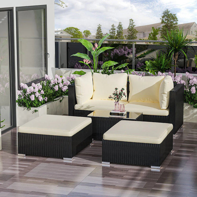 Rattan 2 Seater Garden Lounge Sets with Coffee Table