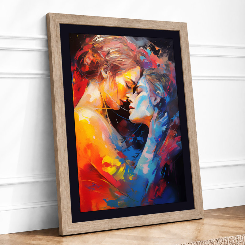 Tender Embrace Modern 1 Piece Single Picture Frame Wall Art, A4 - 29.7 x 21.0 cm, Oak