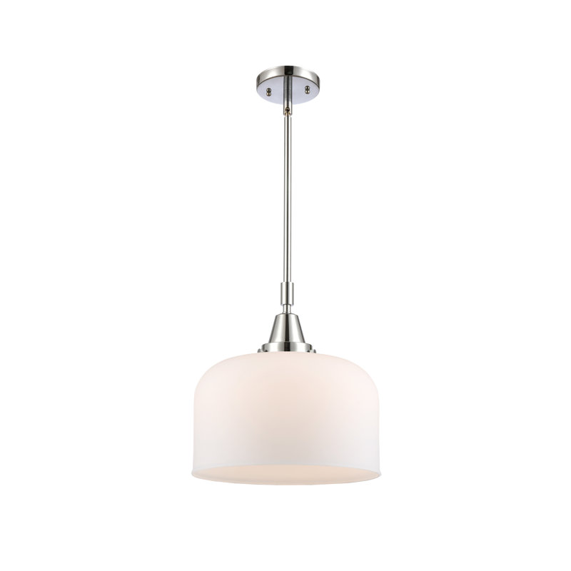 Luminaire suspendu 1 lumière à une cloche, Blanc mat, H 47,12 po x l 12 po x P 12 po, Chrome poli