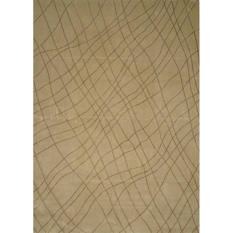 Super Tibetan Abstract Area Rug in Beige/Brown/Dark Yellow, Rectangle 8' x 10'6"