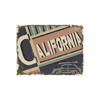 California by Alarm a Hand Embelished Textured Canvas