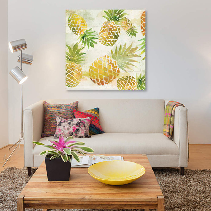 « ananas danse i », impression sur toile, H 18 po x l 18 po x P 1,5 po, Toile tendue, Pas de tapis