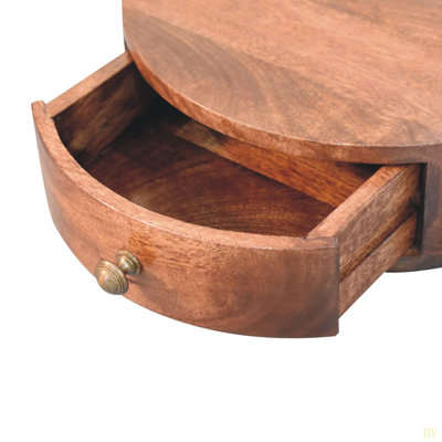 Table de chevet murale en bois massif, 1 tiroir