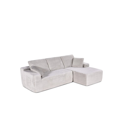 104-in L-shaped Boneless Corduroy For Apartment And Family Living, Soft Corduroy, Modular Configurations, Cloud Couch Experience, Easy Installation Use,