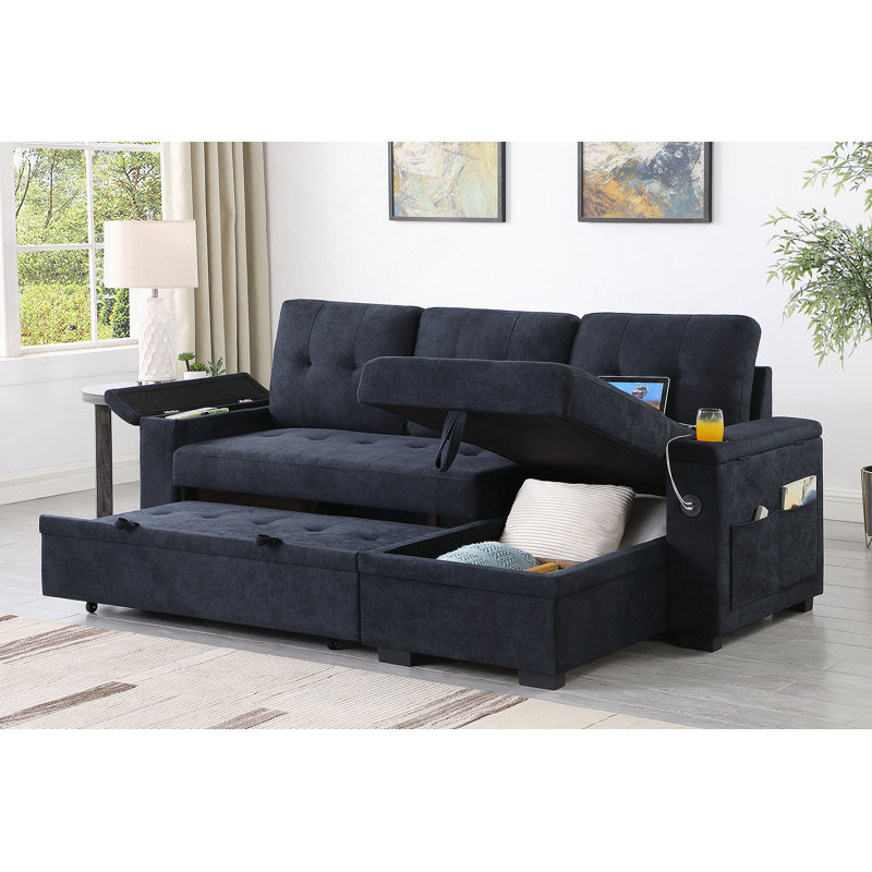 Dark Gray Fabric With Square Arms Sofa