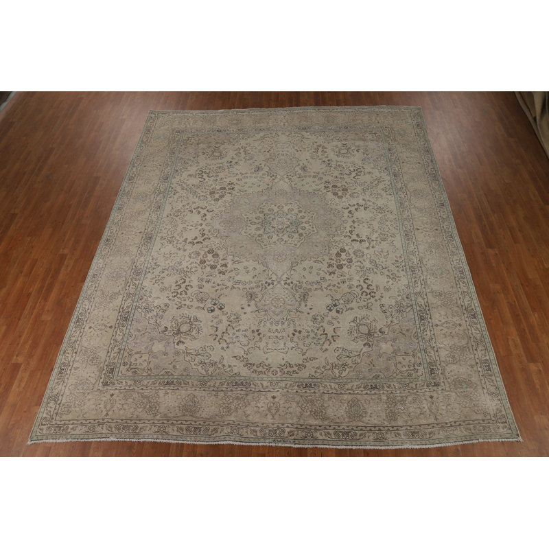 Tapis traditionnel en laine à motif floral en médaillon 10 x 12