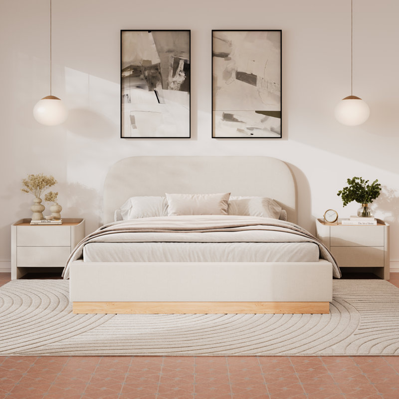 Lit tapissier grand blanc Blanca, Grand lit