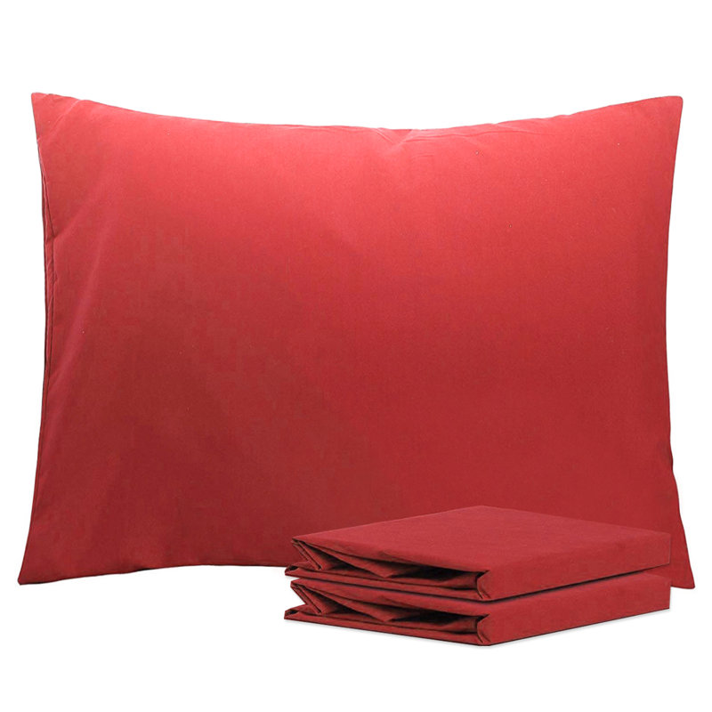 Bed Pillowcases, 1800 Brushed Microfiber Pillow Cases with Envelope Closure - NTBAY, Wine Red, Standard