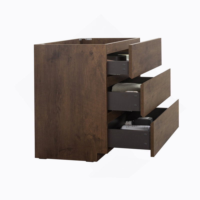Armoire de plancher SANS lavabo, avec trois tiroirs, Noyer