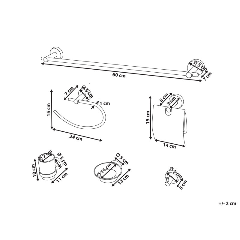 Zaruma  6 - Piece Bathroom Hardware Set, Gold