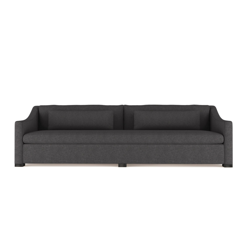 Crosby Slope Arm Sofa, Box Weave Linen Alabaster, 32.5" H x 108" W x 43" D, Ebony