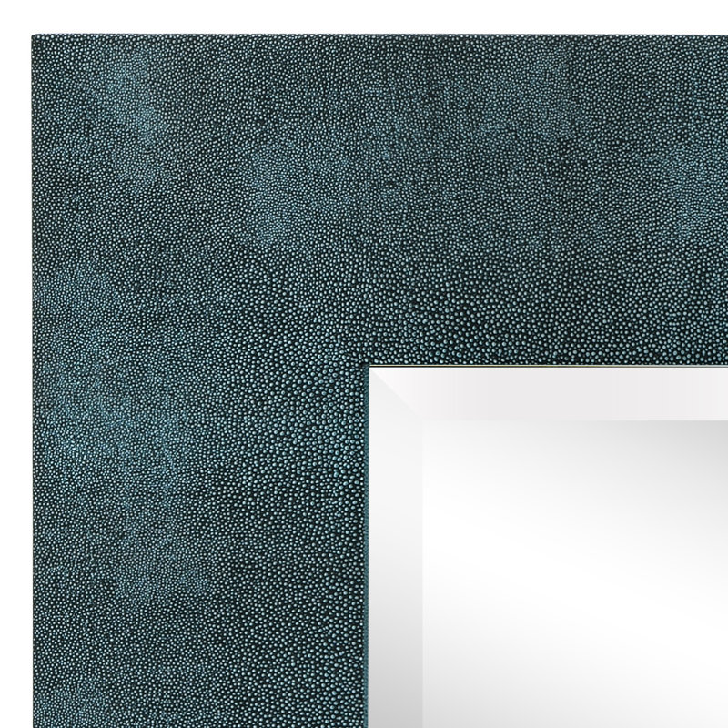 Miroir d'appoint biseauté en cuir chagrin métallique, Noir / Bleu