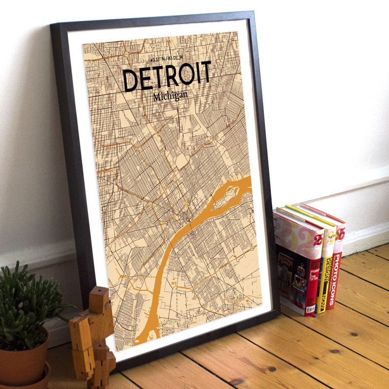 Detroit - No Frame Print, 70cm H x 50cm W x 0.13cm D