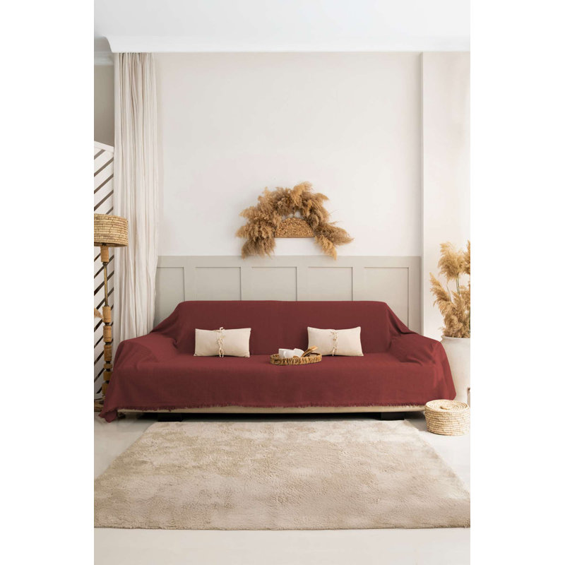 Eco-Friendly Sofa Cover, Tile Red, 70.9 x 118.1 inches | 100% Recycled Cotton, 8.3 oz/sq yd | Durable, Soft, and Stylish Protection for Furniture | Perfect for Modern Living Rooms & Cozy Spaces