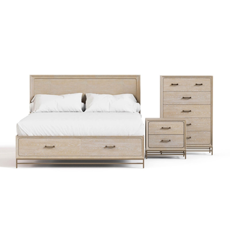 Ensemble de chambre à coucher 3 pièces Demmer, Très grand lit