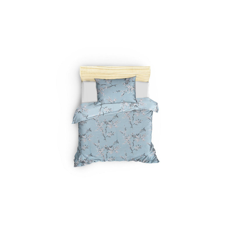 Ensemble de housse de couette luxueuse XXL, 100% coton Ranforce, bleu et blanc, housse de couette 61 x 87, taie d'oreiller 31,5 x 31,5 | Lavable à la machine, 145 fils, fermeture à boutons pour couette, fermeture à enveloppe pour taie d'oreiller