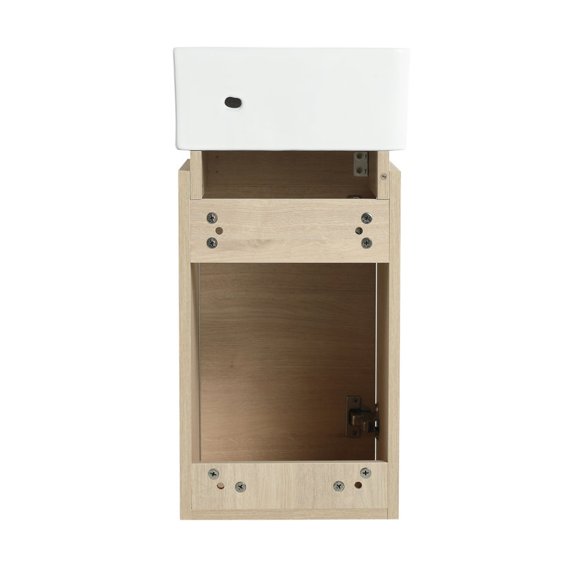 Petit meuble-lavabo flottant simple 12 po avec plateau en céramique Kirstyleigh, Beige