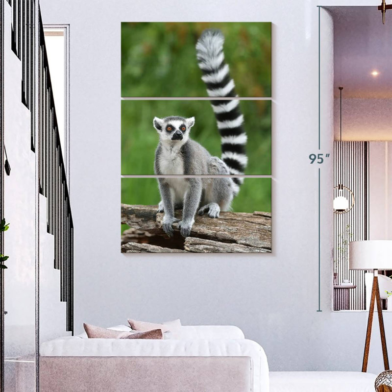 Brampt Ring Tailed Lemur On A Log, 74" H x 48" W