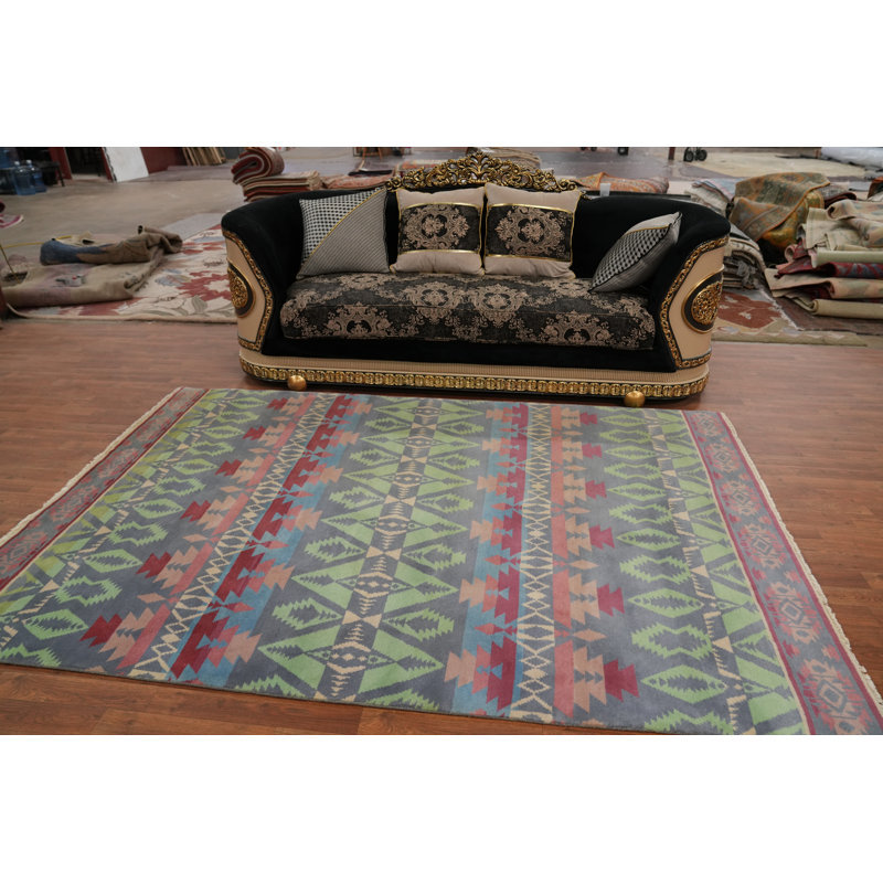 Tapis gris anthracite et gris 8 pi 10 po x 6 pi One-of-a-Kind