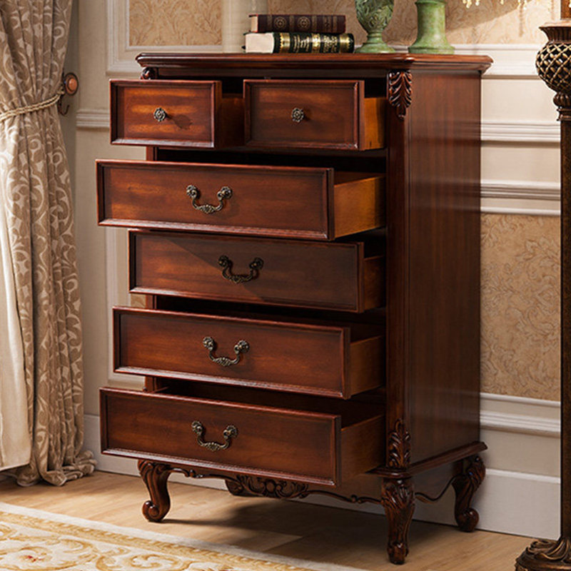 Armoire de rangement à 6 tiroirs en bois d'hévéa de style américain