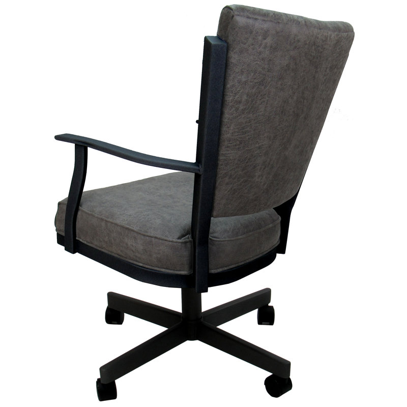 Danyael Metal Dining Caster Chair with Arms, Black, Northwest Elk