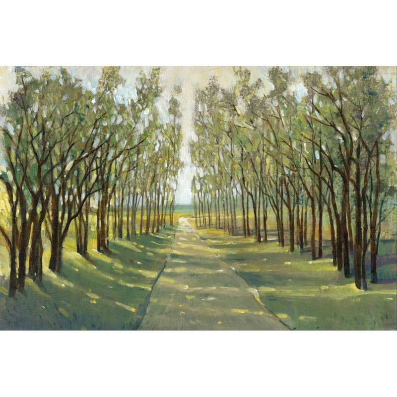 Forest Path - Painting, 81 cm H x 122 cm W, Black Floater Framed