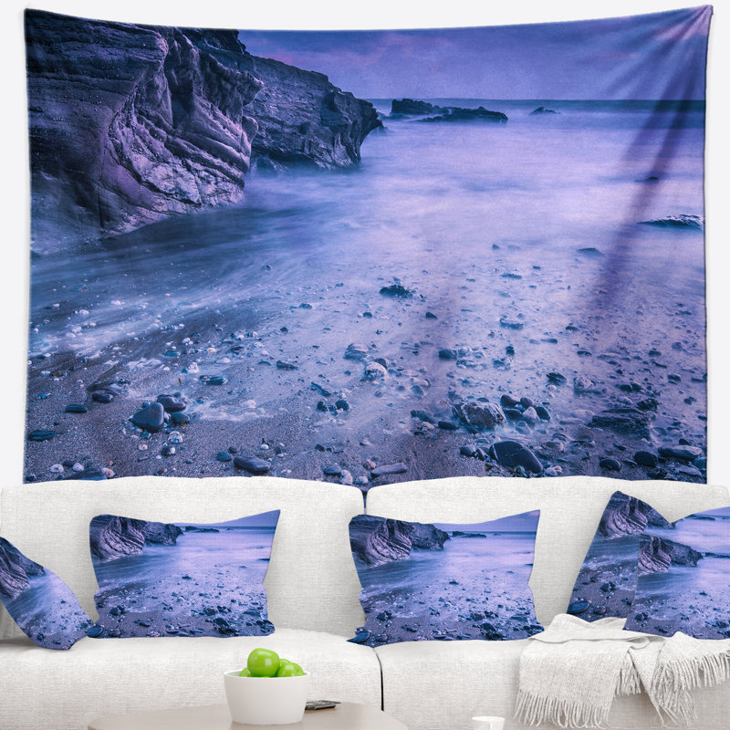 Tapisserie à coucher de mer à coucher de soleil à coucher de soleil avec accessoires suspendus et inclus, H 50 po x l 60 po