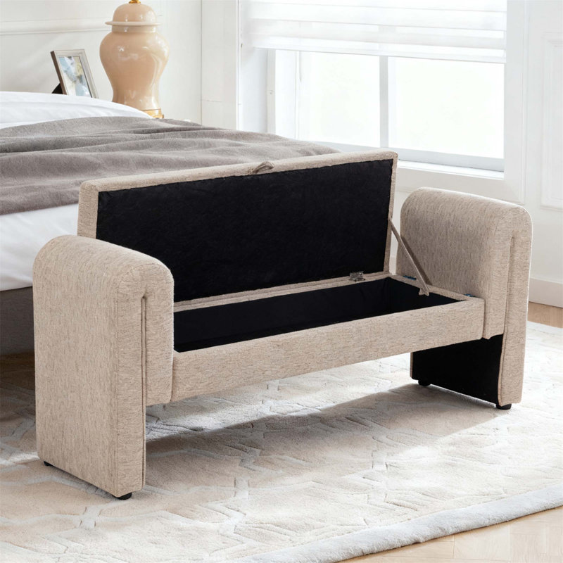 Banc de rangement en velours de 60 pouces, spacieux et durable pour les chambres à coucher, les salons et les entrées