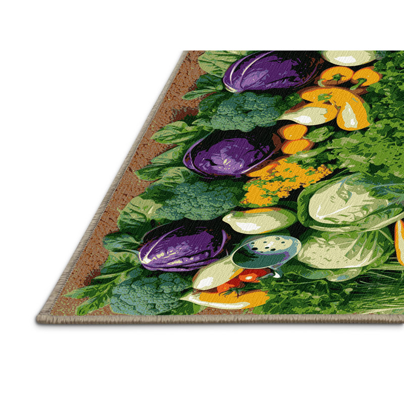 Washable Vegetable Gardens Farm Area Rug, Square 8'