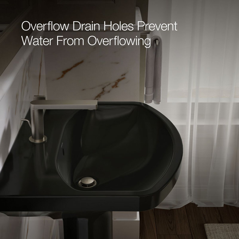 Cimarron® Vitreous China 23" Pedestal Bathroom Sink with Overflow, Black Black, Single Hole
