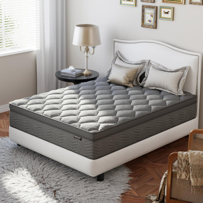 Matelas hybride mi-ferme avec mousse à mémoire de forme Alwyn Home 10 po / 12 po / 14 po