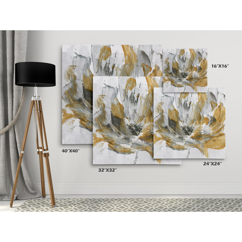 «Golden Flower Power», reproduction de peinture à l'huile sur toile tendue, H 40 po x l 40 po x P 1,5 po, Toile tendue