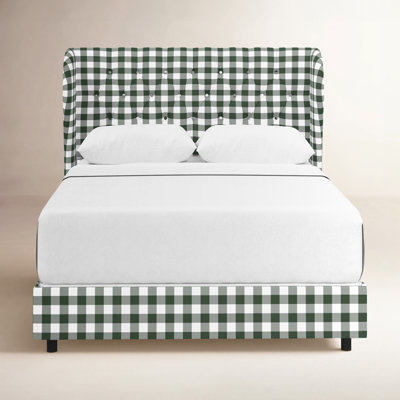 Tomey Cotton Upholstered Wingback Bed