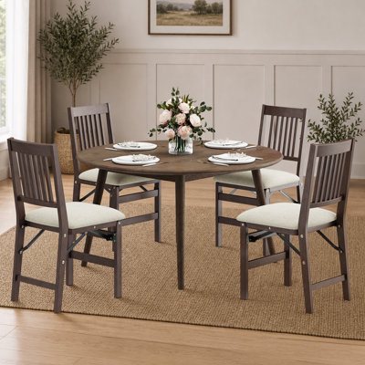 Chaises de salle à manger pliantes rembourrées et empilables avec structure en bois massif, sans assemblage