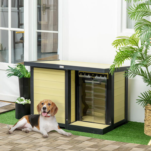 Dog house with plexiglass sliding door, kennel for dogs from small