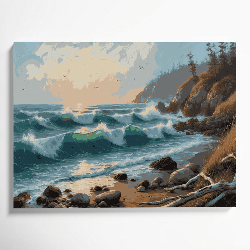 Art mural sur toile Coastal Seaside Escape, H 20 po x l 30 po