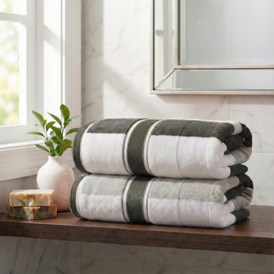 2-Piece Towel Set - 35x70in Extra Large Bath Towels - 500 GSM 100% Cotton Bathroom Accessories - Absorbent Bath Sheets for Shower, Gym, Spa, and Dorm Room by Lavish Home (Gray)