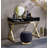 Coleen Black & Gold Finish Vanity Desk W/Mirror & Jewelry Tray