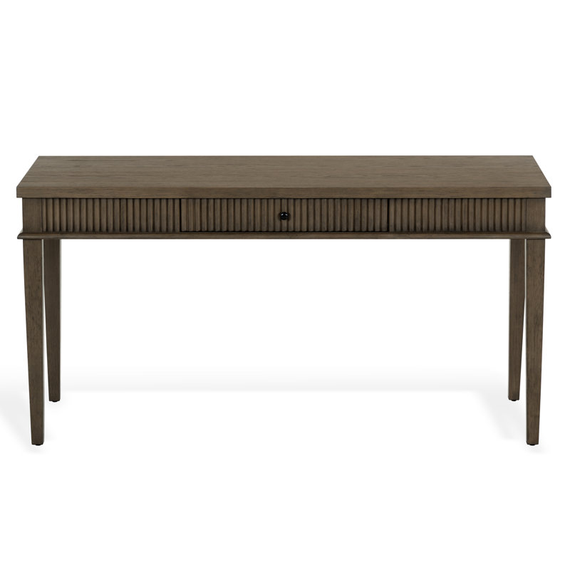 Shelbie 1 Drawer Reeded Desk, Dark Brown Oak