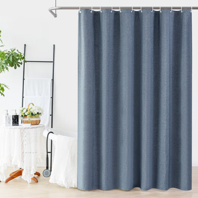 Linen Textured Shower Curtain and Hooks Set