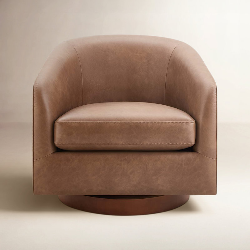 Fauteuil demi-tonneau Bennett, Cuir végétalien brun Copley Performance