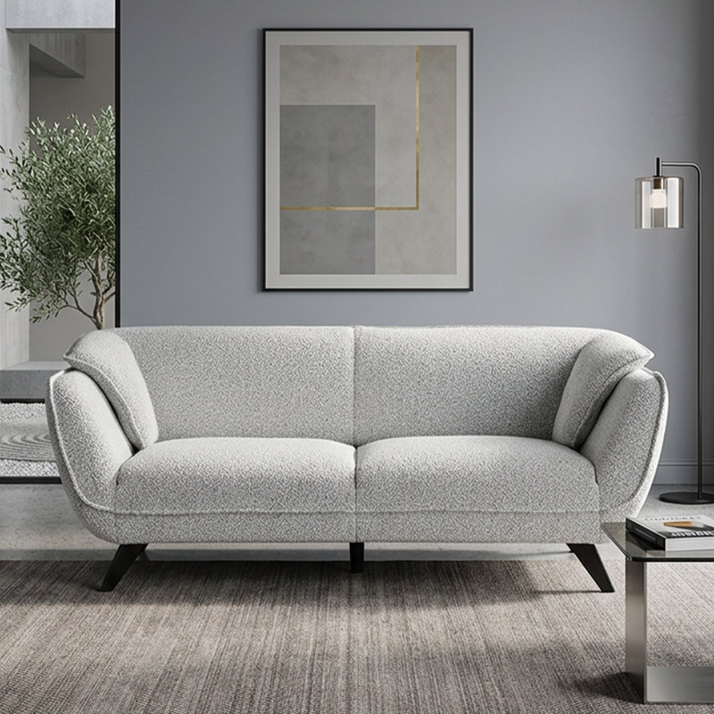 Canapé moderne minimaliste gris clair en bouclette