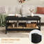Table basse 39,4 po Boho, table centrale à 2 niveaux avec tablette de rangement ouverte en rotin, table basse d'appoint carrée pour le salon, petit appartement, noir-593627467